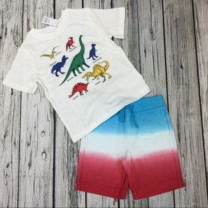 Gap 18-24 M, 3T, 4T, 5T Dinosaur shirt & shorts outfit. NWT